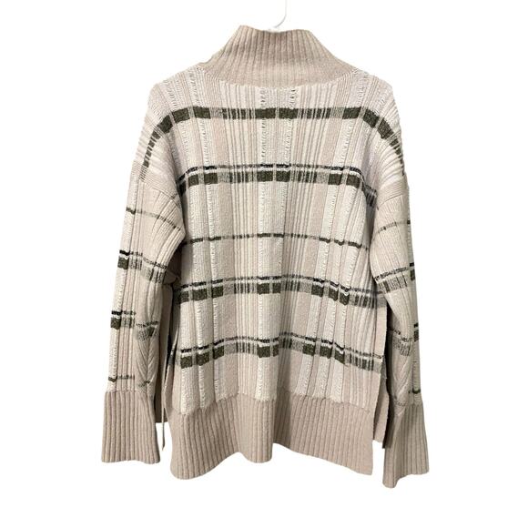 3.1 Phillip Lim Abstract Float Plaid Sweater XS Mock Neck Tie Sides Split Hem - Picture 4 of 10
